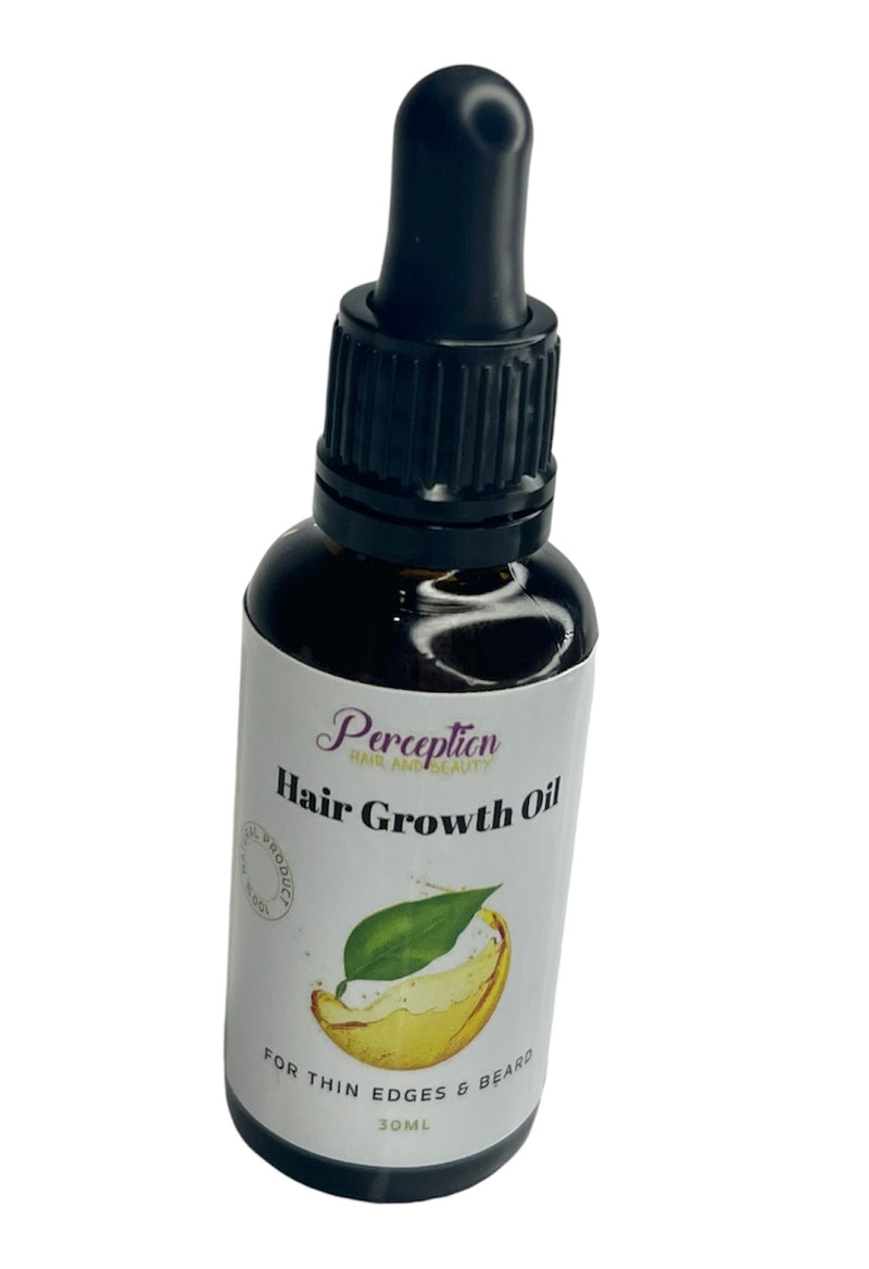 Organic Hairline Edge & Beard Growth Oil with natural ingredients in a 30ml bottle