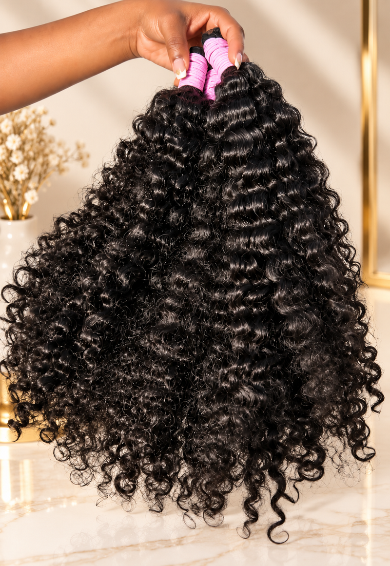 Raw Burmese Boho curly bulk hair