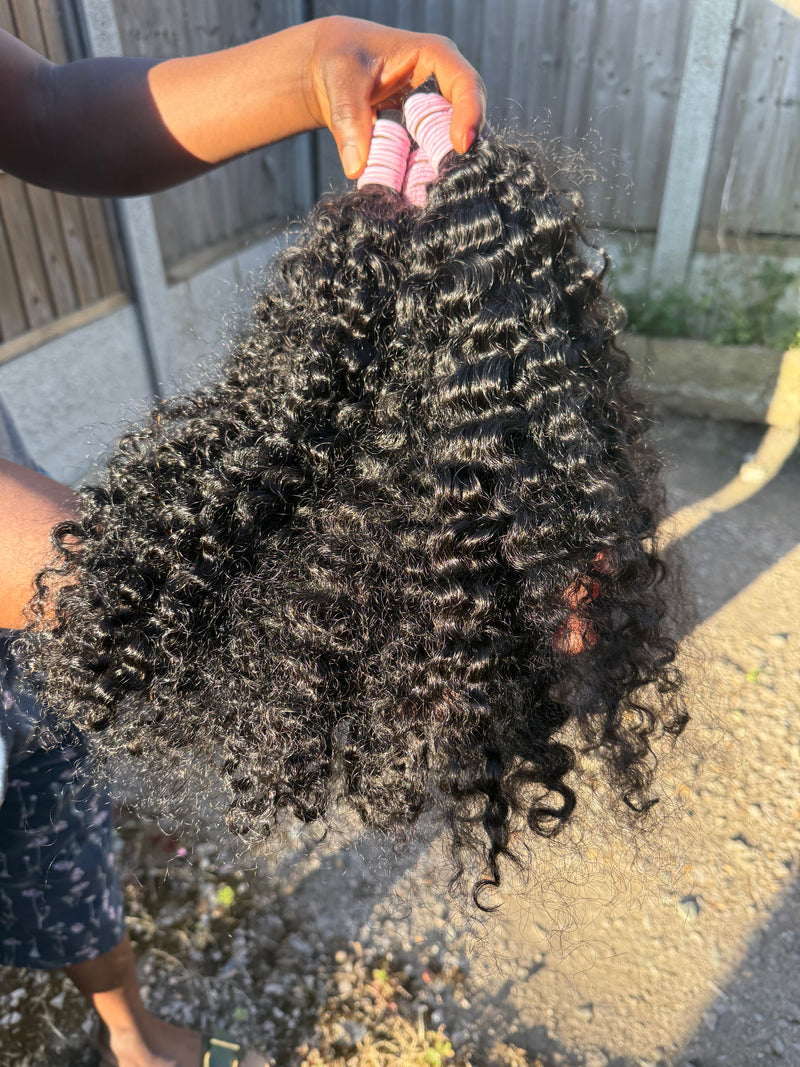 Raw Burmese Curly Bulk Hair for Boho and Goddess Braids – Unprocessed Human Hair
