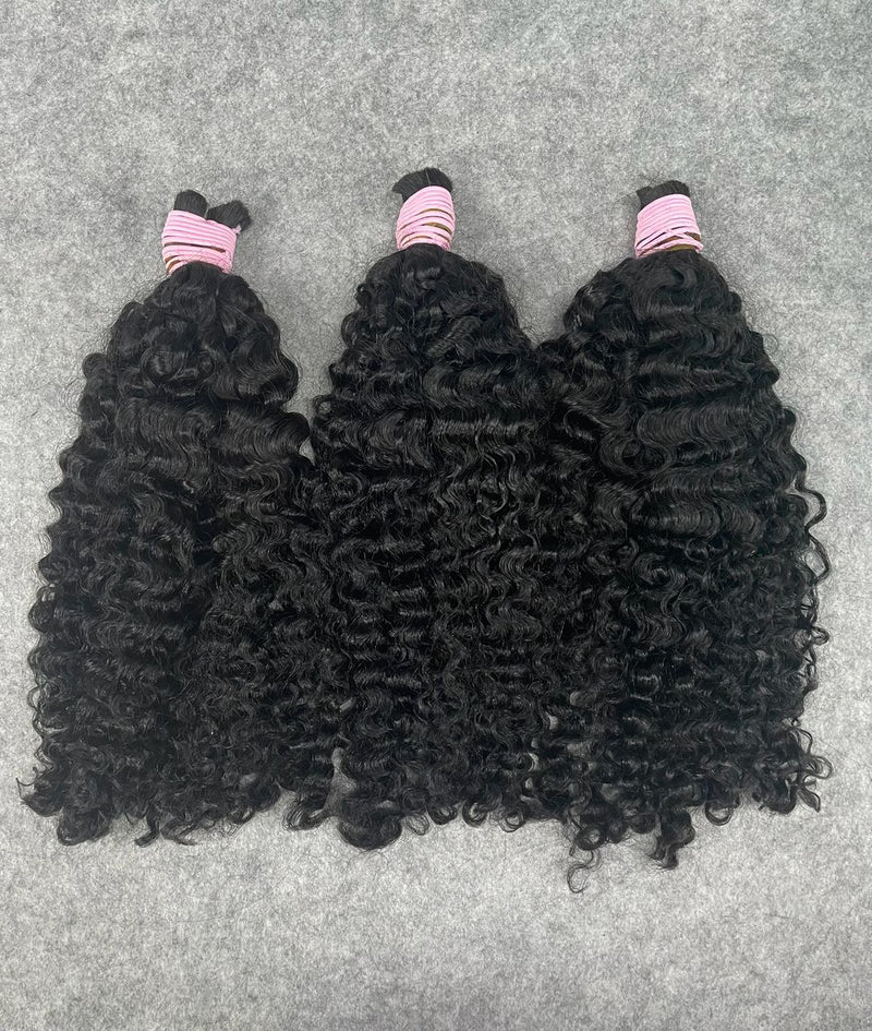 Raw Burmese Curly Bulk Hair for Boho and Goddess Braids – Unprocessed Human Hair