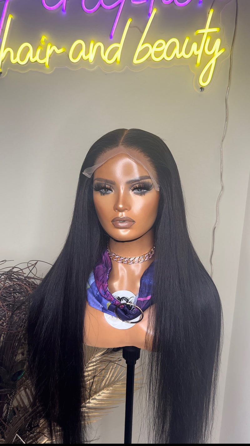 Silky Straight Virgin Human Hair Wig with 5x5 HD Lace Closure