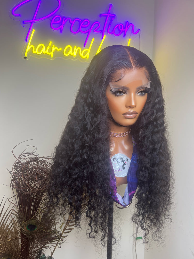  Deep Wave Virgin Human Hair Wig with HD Lace Closure